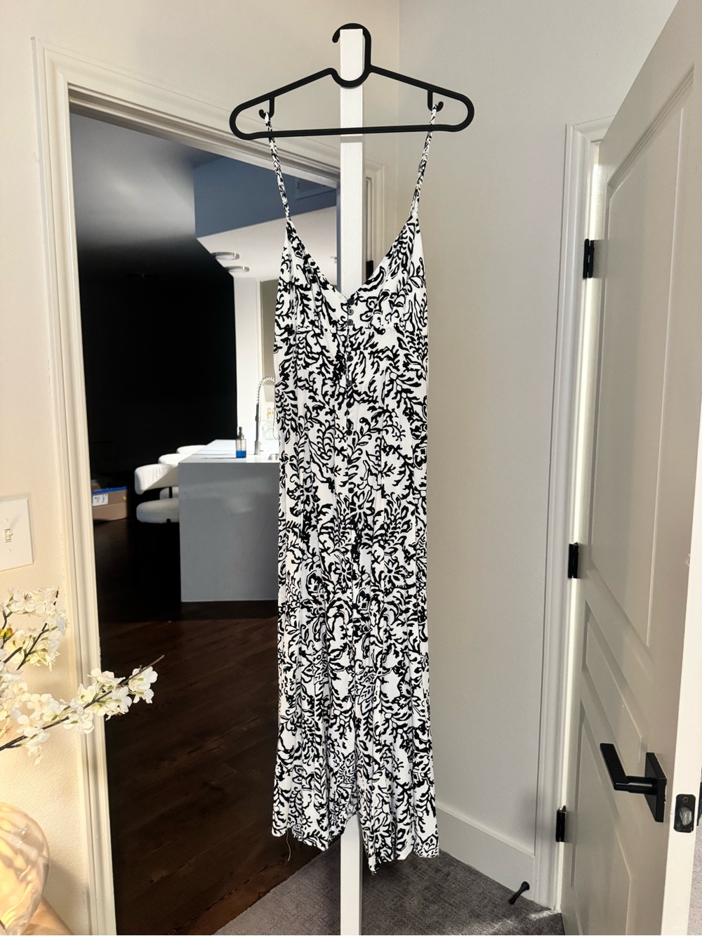 Zara Black & White Floral Maxi Slip Dress